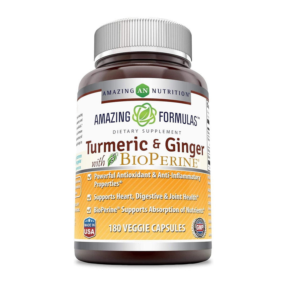 Amazing Formulas Turmeric Curcumin & Ginger with BioPerine 1500 Mg Veggie Capsules, 180 Ea